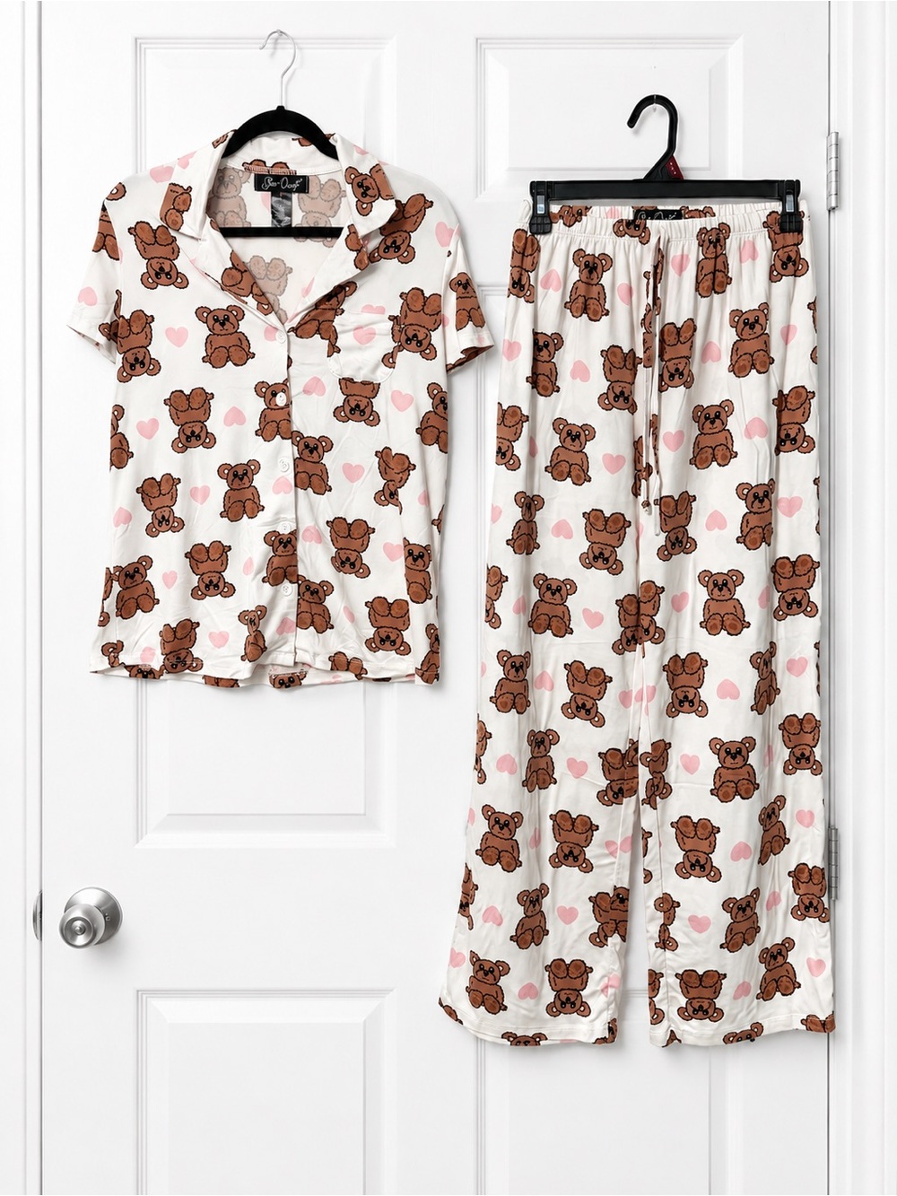 ✨ Star Dust Teddy Bears & Hearts Matching Pajama Set Size S